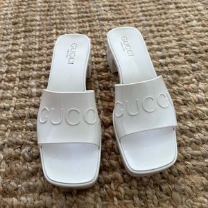 White Gucci Rubber Heels